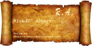 Riskó Albert névjegykártya